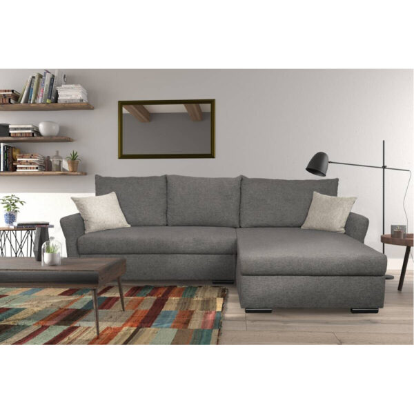 POCO Ecksofa mit Bettfunktion und Bettkasten dunkelgrau Webstoff B/H/T: ca. 218x90x168 cm