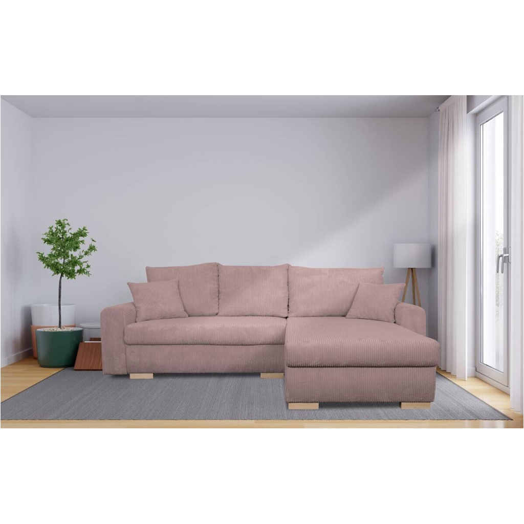 POCO Ecksofa mit Bettfunktion und Bettkasten rosa Microfaser B/H/T: ca. 224,5x90x168 cm
