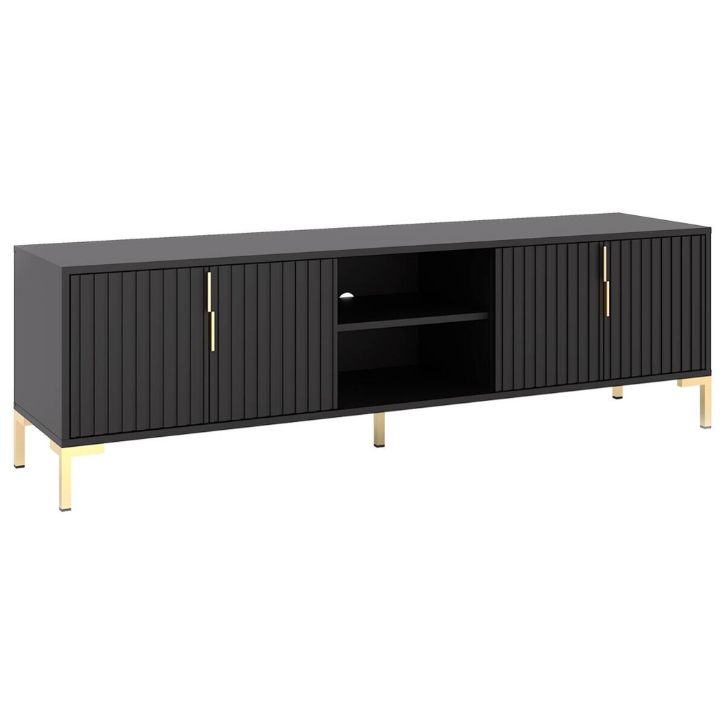 WIPMEB TV-Lowboard FLINN schwarz matt gold Optik B/H/T: ca. 165x50x40 cm