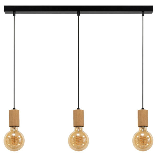 5905840237812 SPOT Light Pendelleuchte Spinel
schwarz Metall Holz B/T/L: ca. 66x10x110 cm E27 3 Brennstellen