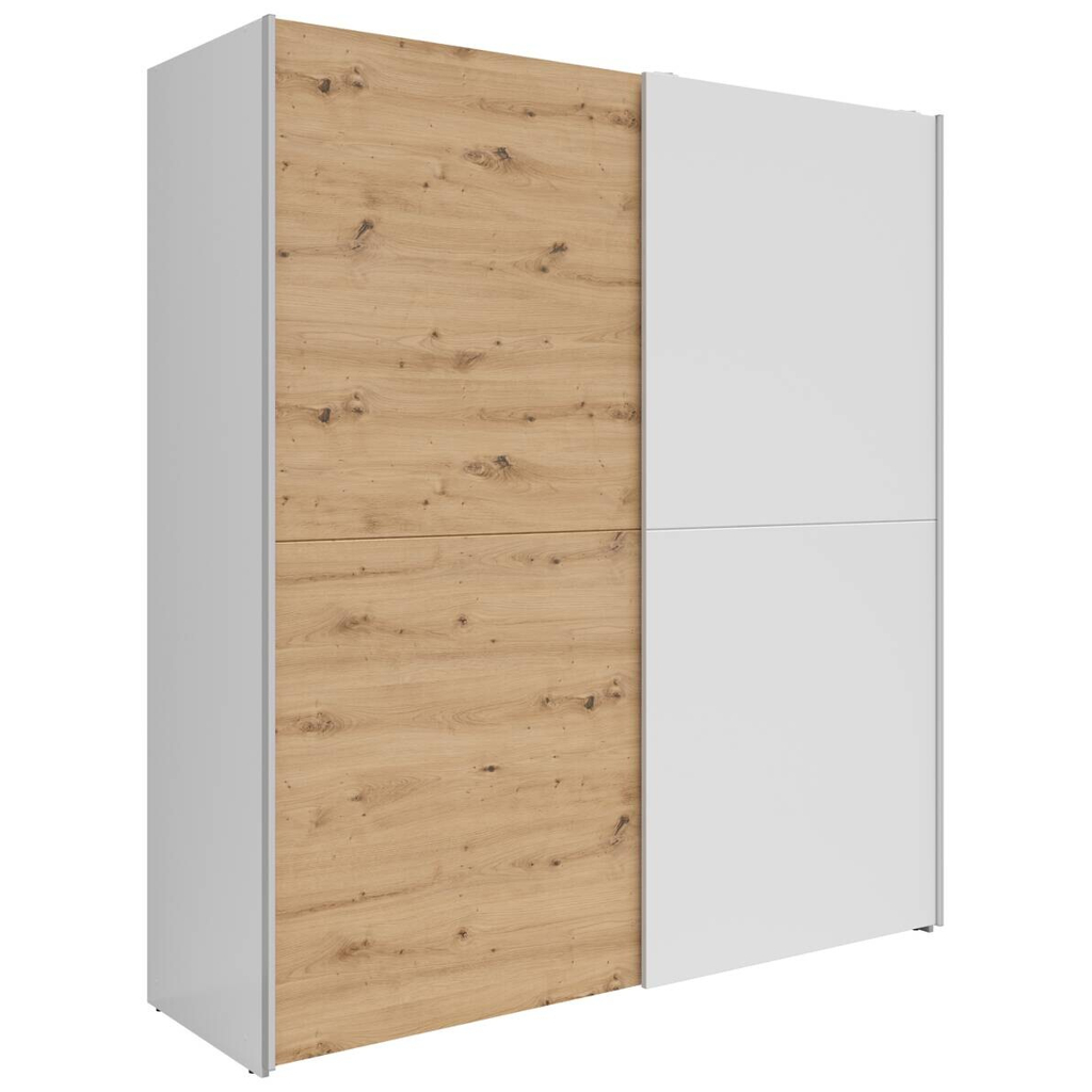 POCO Schwebetürenschrank Time weiß Eiche Artisan Nachbildung B/H/T: ca. 170,3x190,5x59 cm