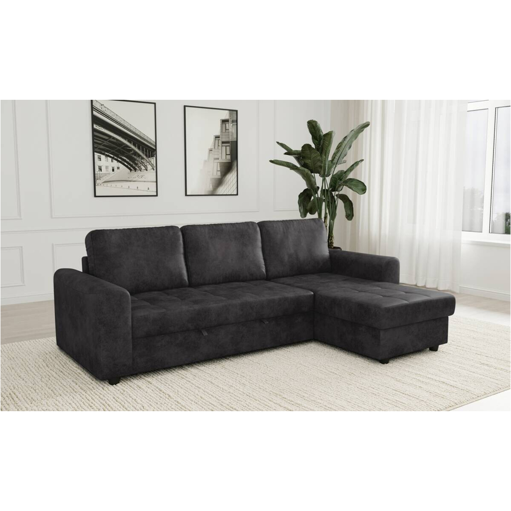 POCO Ecksofa mit Bettfunktion und Bettkasten anthrazit Microfaser B/T: ca. 245x155 cm
