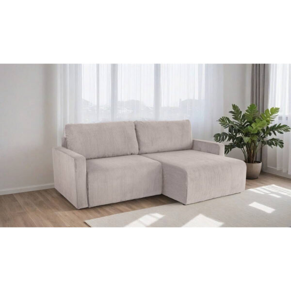 POCO Ecksofa mit Bettfunktion und Bettkasten hellgrau Microfaser B/H/T: ca. 227x92x146 cm