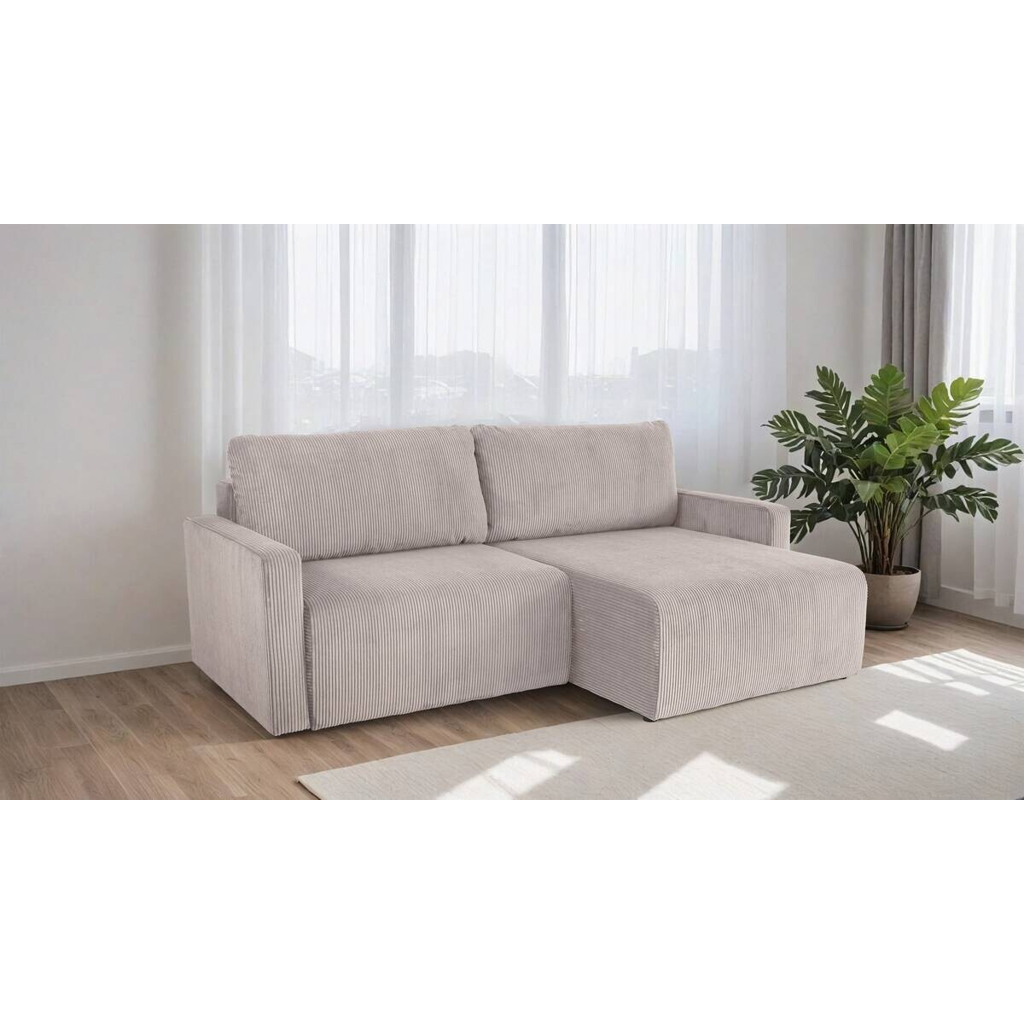 POCO Ecksofa mit Bettfunktion und Bettkasten hellgrau Microfaser B/H/T: ca. 227x92x146 cm