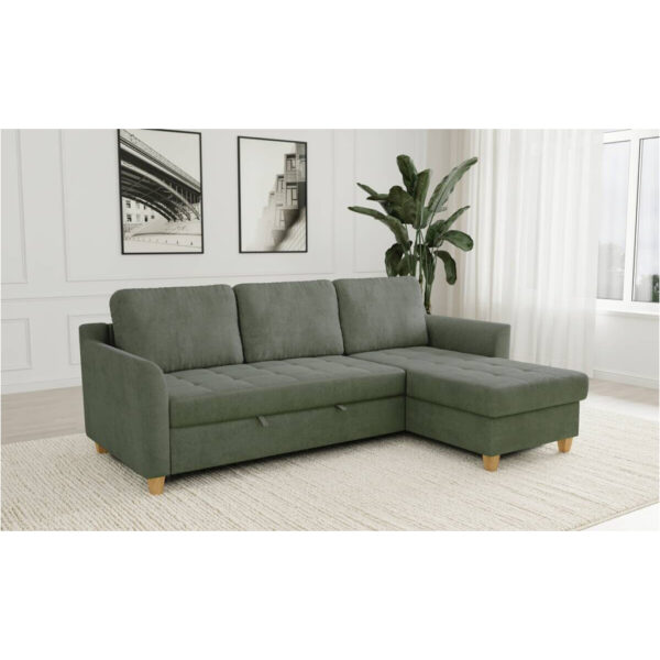 POCO Ecksofa mit Bettfunktion und Bettkasten hellgrün Microfaser B/H/T: ca. 231x86x150 cm