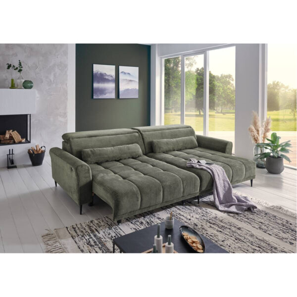 POCO Ecksofa mit elektrischer XXL Sitztiefenverstellung grün Microfaser B/H/T: ca. 277x108x179 cm
