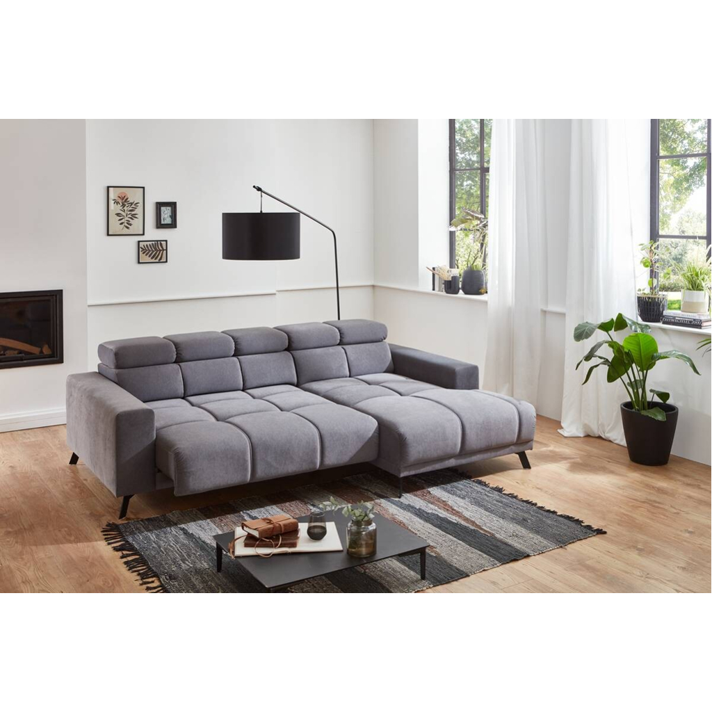 POCO Ecksofa mit elektrischer Sitztiefenverstellung grau Microfaser B/H/T: ca. 247x99x170 cm