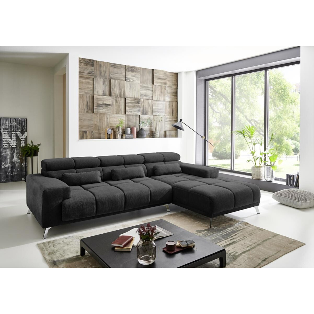 POCO Ecksofa mit elektrischer Sitztiefenverstellung schwarz Flachgewebe B/H/T: ca. 285x99x201 cm