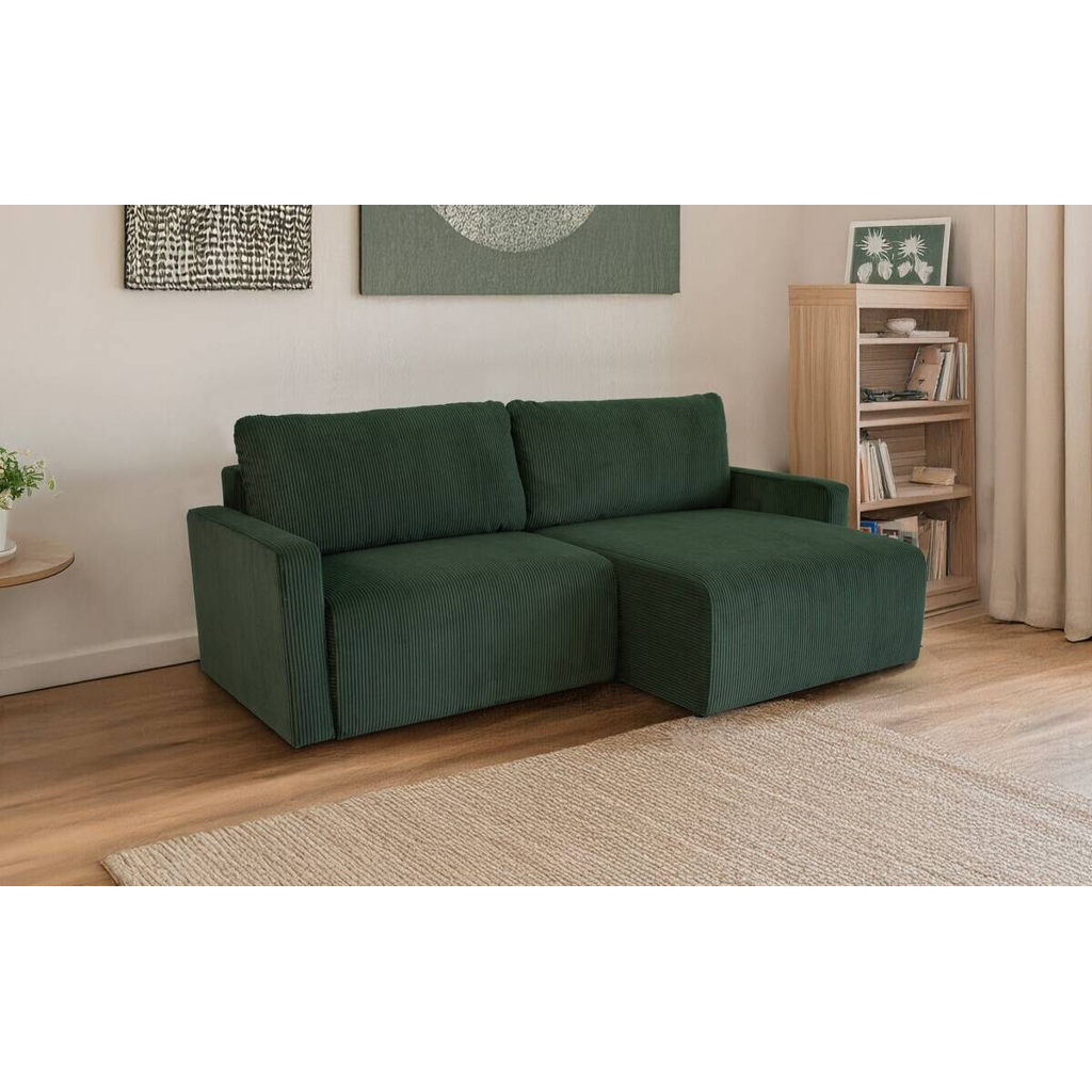 POCO Ecksofa mit Bettfunktion und Bettkasten grün Microfaser B/H/T: ca. 227x92x146 cm