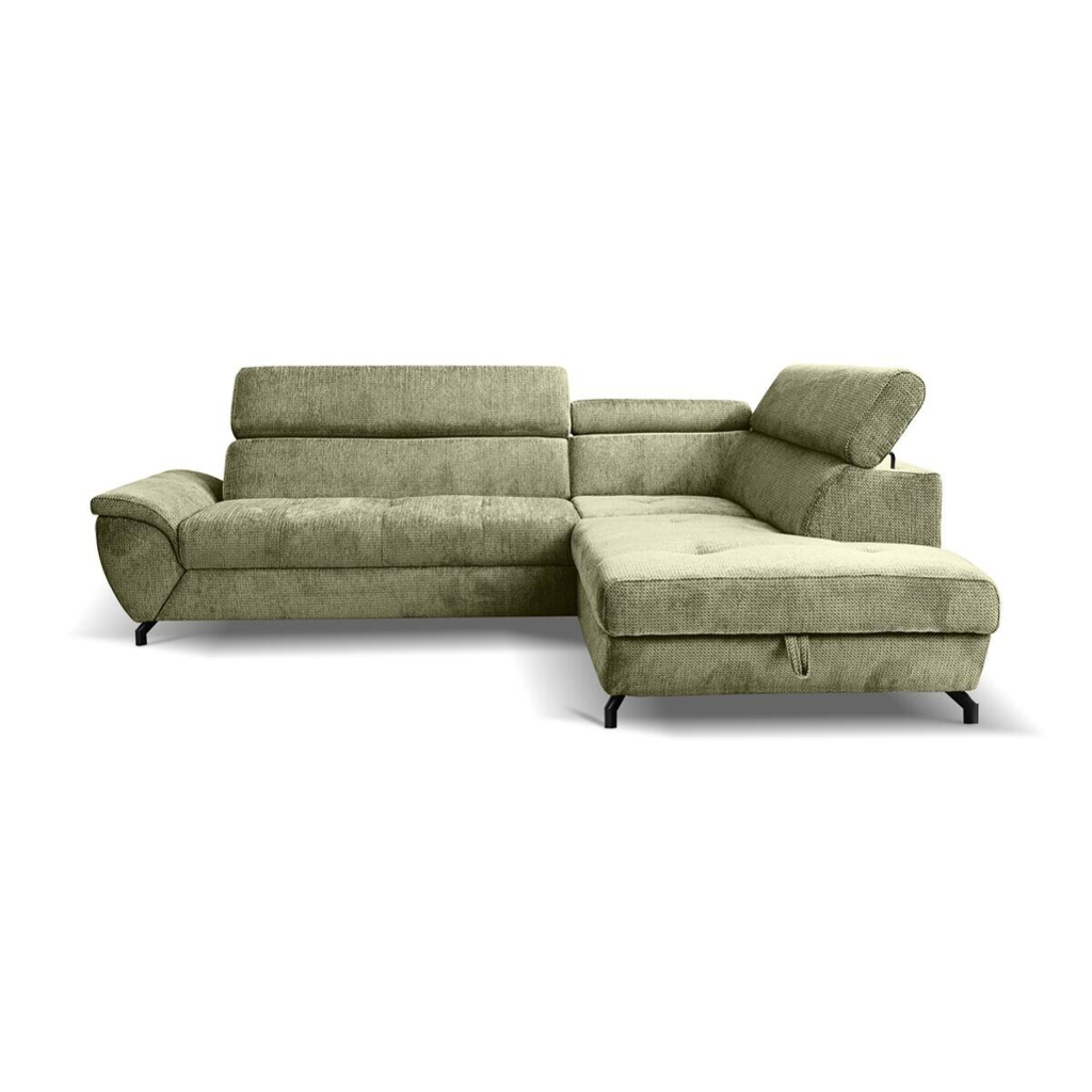 POCO Ecksofa mit Bettfunktion und Bettkasten moosgrün Microfaser B/H/T: ca. 263x77x210 cm