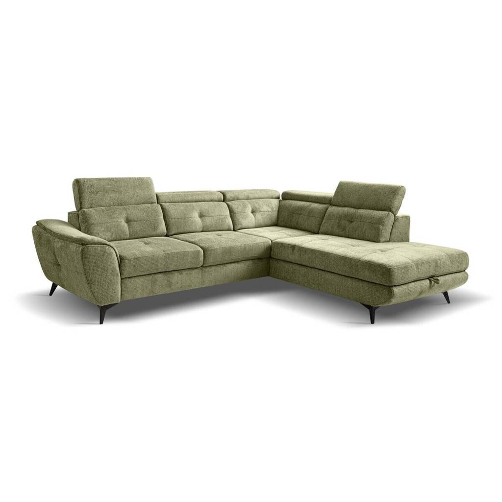 POCO Ecksofa mit Bettfunktion und Bettkasten moosgrün Microfaser B/H/T: ca. 274x82x231 cm