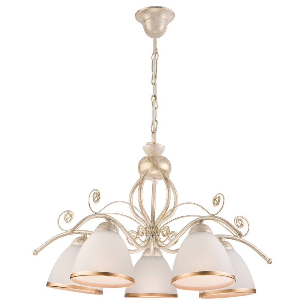 Lamkur Pendelleuchte RETRO II 19208
weiß Glas Stahl H/L: ca. 73×49 cm E27 5 Brennstellen