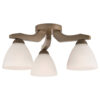 Lamkur Deckenleuchte ADRIANO 27470 natur Holz Glas Stahl H/L: ca. 23x40 cm E27 3 Brennstellen