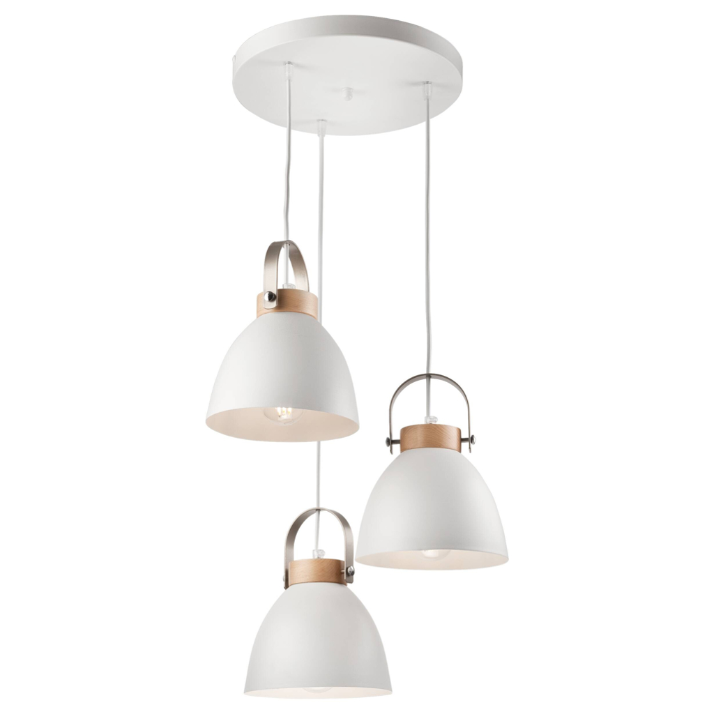 Lamkur Pendelleuchte DANIELLE 31811
weiß Holz Stahl H/L: ca. 79×37 cm E27 3 Brennstellen