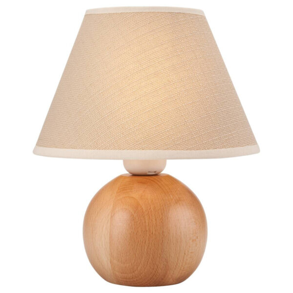 Lamkur Tischleuchte Ball
natur Holz Stahl Stoff H/L: ca. 24x19 cm E27 1 Brennstellen