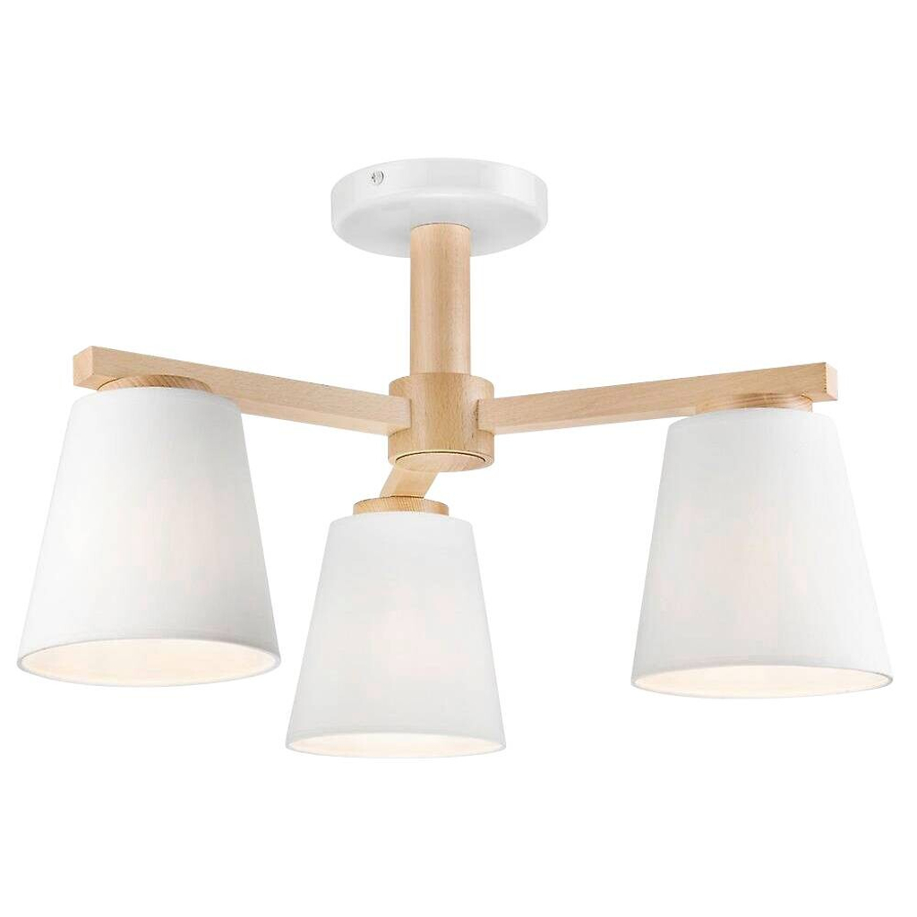 Lamkur Deckenleuchte ELLIE 37769 weiß Holz Stahl Stoff H/L: ca. 32x45 cm E27 3 Brennstellen