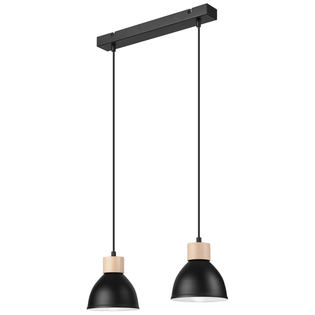Lamkur Pendelleuchte
schwarz Stahl Holz B/H/L: ca. 13x82x48 cm E27 2 Brennstellen