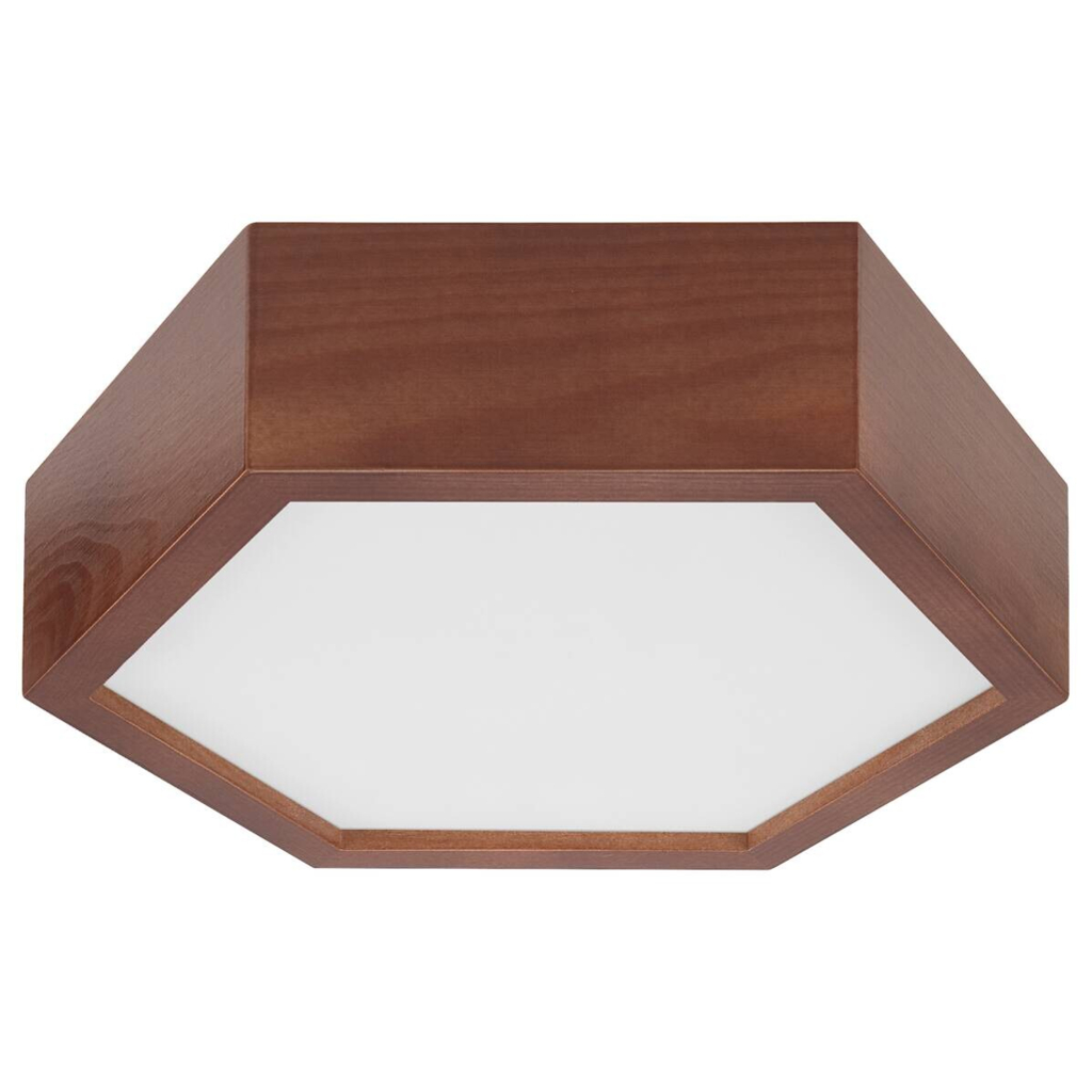 Lamkur Deckenleuchte rustikal Holz Glas B/H/L: ca. 33x12x33 cm 1 Brennstellen