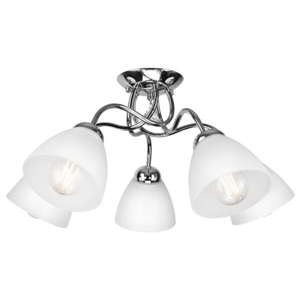 Lamkur Deckenleuchte Miranda Chrom Glas Metall H/L: ca. 31x60 cm E27 5 Brennstellen