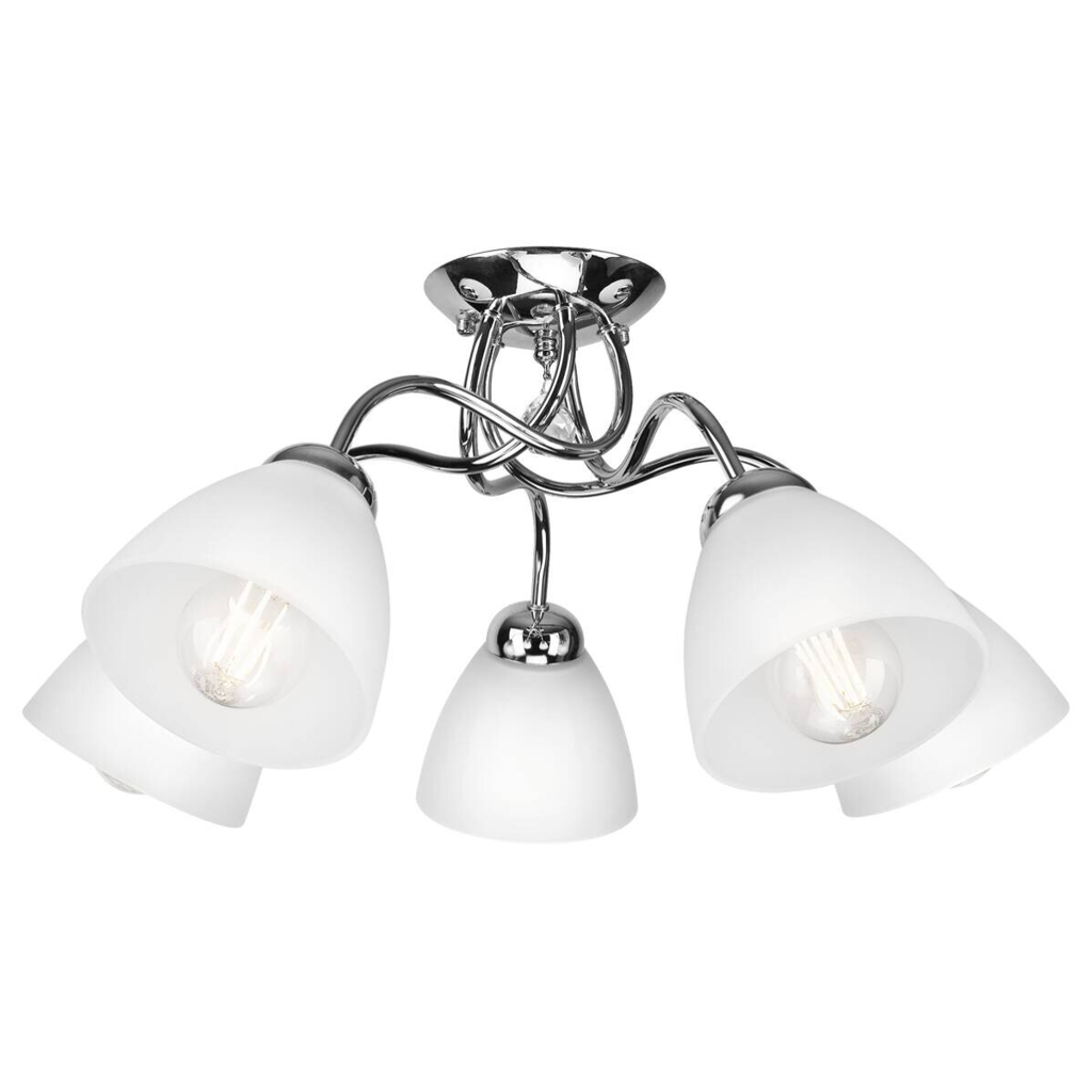 Lamkur Deckenleuchte Miranda Chrom Glas Metall H/L: ca. 31x60 cm E27 5 Brennstellen