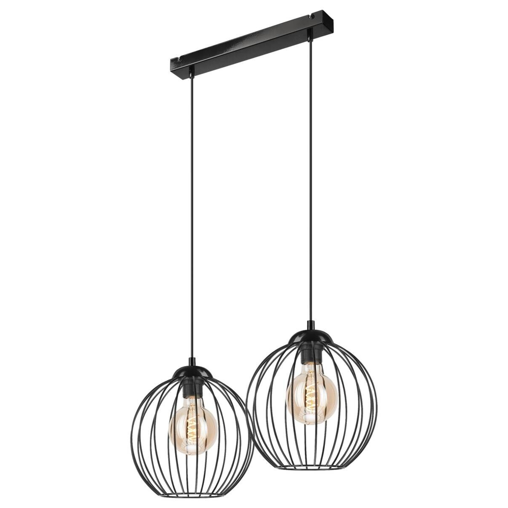 Lamkur Pendelleuchte ZOYA 45405
schwarz Stahl H/L: ca. 55×100 cm E27 2 Brennstellen