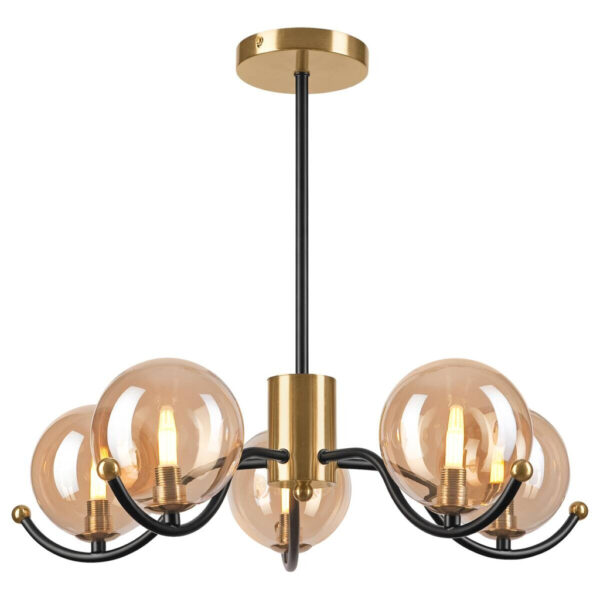 Lamkur Pendelleuchte GEORGIA 49281
schwarz gold Glas Stahl H/L: ca. 48,5x54 cm E27 5 Brennstellen
