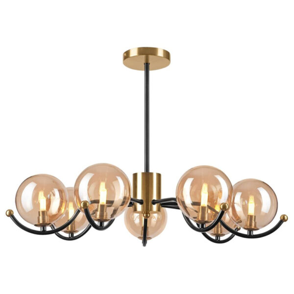 Lamkur Pendelleuchte GEORGIA 49298
gold schwarz Stahl Glas H/L: ca. 48,5x66 cm E27 7 Brennstellen