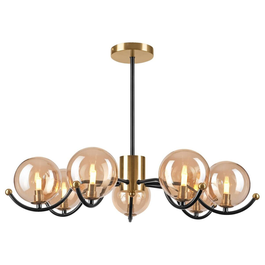 Lamkur Pendelleuchte GEORGIA 49298
gold schwarz Stahl Glas H/L: ca. 48,5×66 cm E27 7 Brennstellen