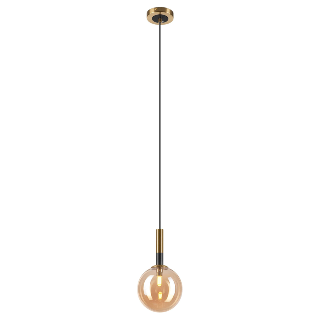 Lamkur Pendelleuchte Rollo
gold schwarz Glas Stahl H/L: ca. 120×15 cm E27 1 Brennstellen