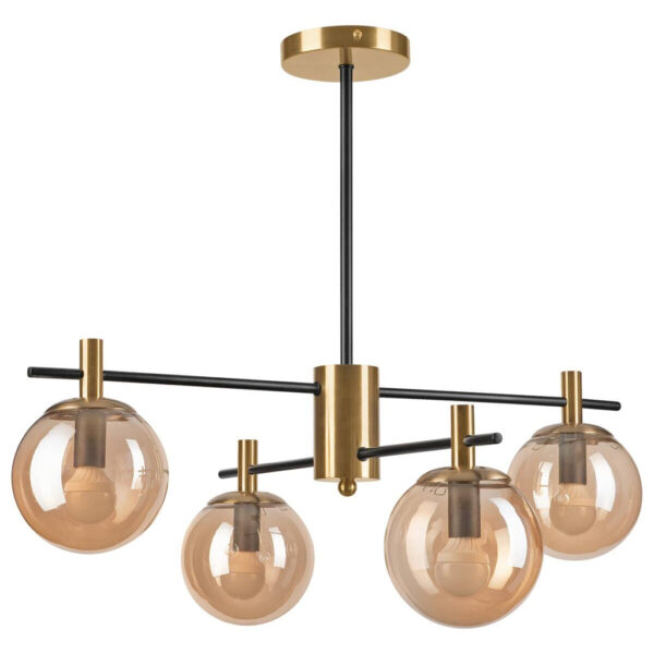 Lamkur Deckenleuchte Lilou gold Stahl Glas B/H/L: ca. 51x53x51 cm E14 6 Brennstellen