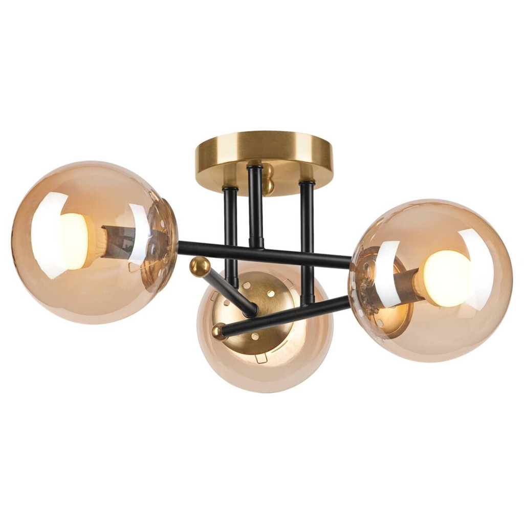 Lamkur Deckenleuchte Malena
schwarz gold Glas Holz Kunststoff H/L: ca. 19×39 cm E14 3 Brennstellen