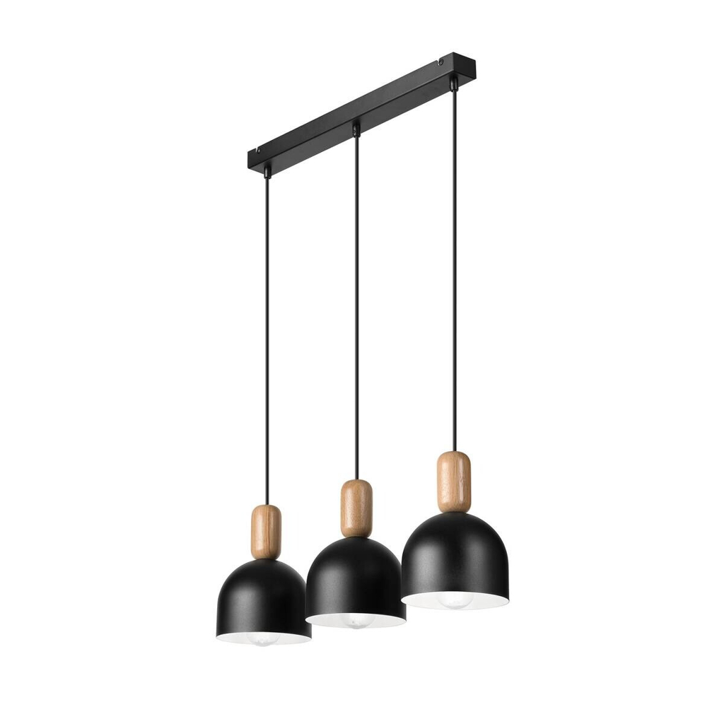 Lamkur Hängeleuchte
schwarz Eiche Stahl Holz B/H/L: ca. 15,5x85x59 cm E27 3 Brennstellen