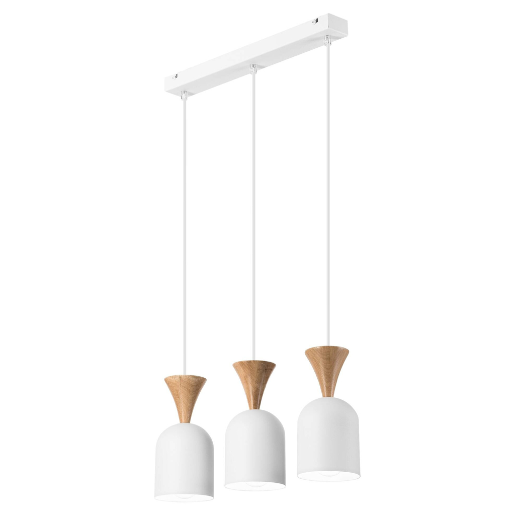 Lamkur Hängeleuchte
weiß Eiche Stahl Holz B/H/L: ca. 15,5x92x45 cm E27 3 Brennstellen