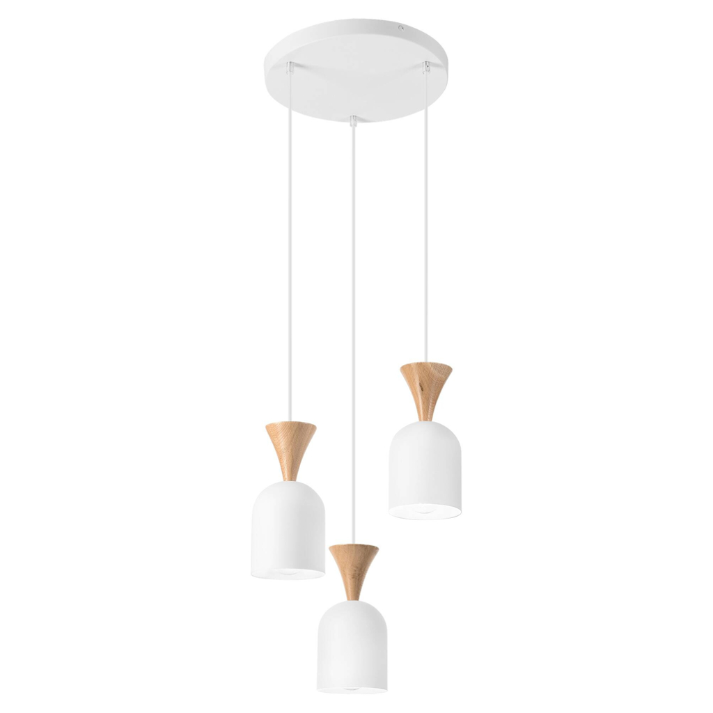 Lamkur Hängeleuchte
Eiche weiß Stahl Holz B/H/L: ca. 34x100x34 cm E27 3 Brennstellen