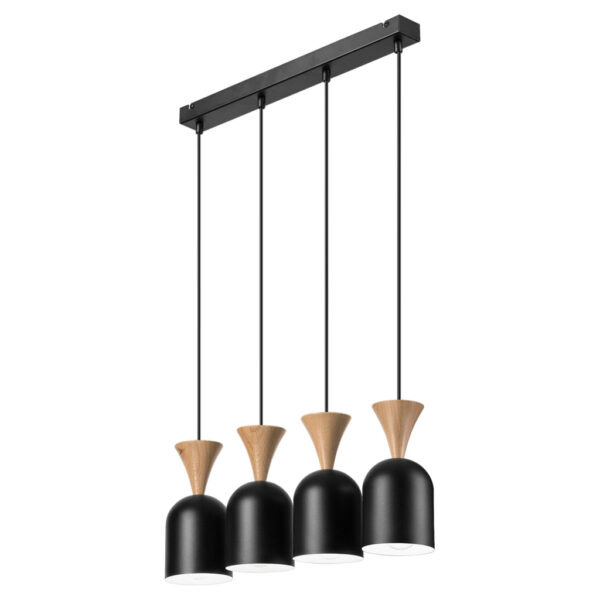 Lamkur Hängeleuchte
Eiche schwarz Stahl Holz B/H/L: ca. 11x84x57 cm E27 4 Brennstellen