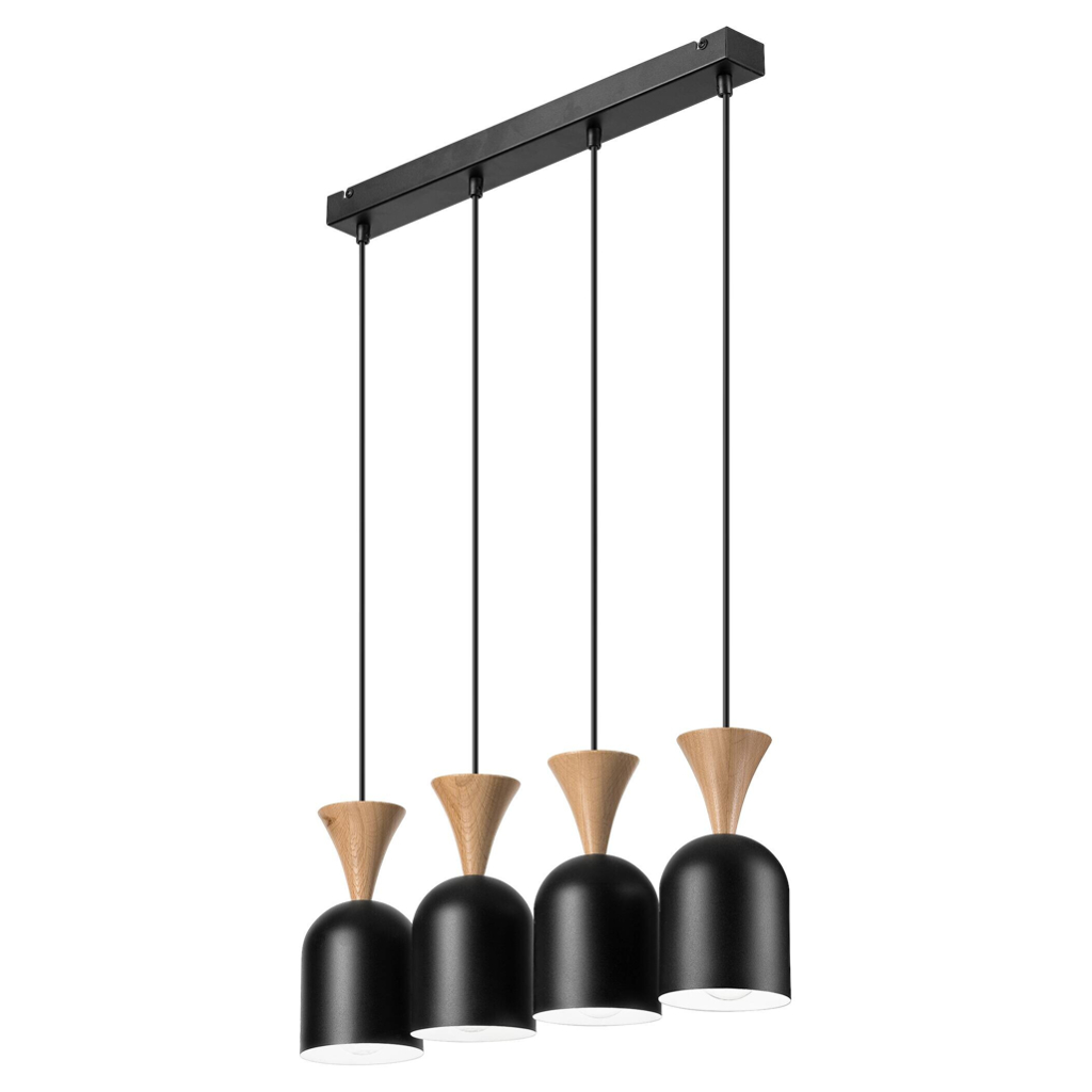 Lamkur Hängeleuchte
Eiche schwarz Stahl Holz B/H/L: ca. 11x84x57 cm E27 4 Brennstellen