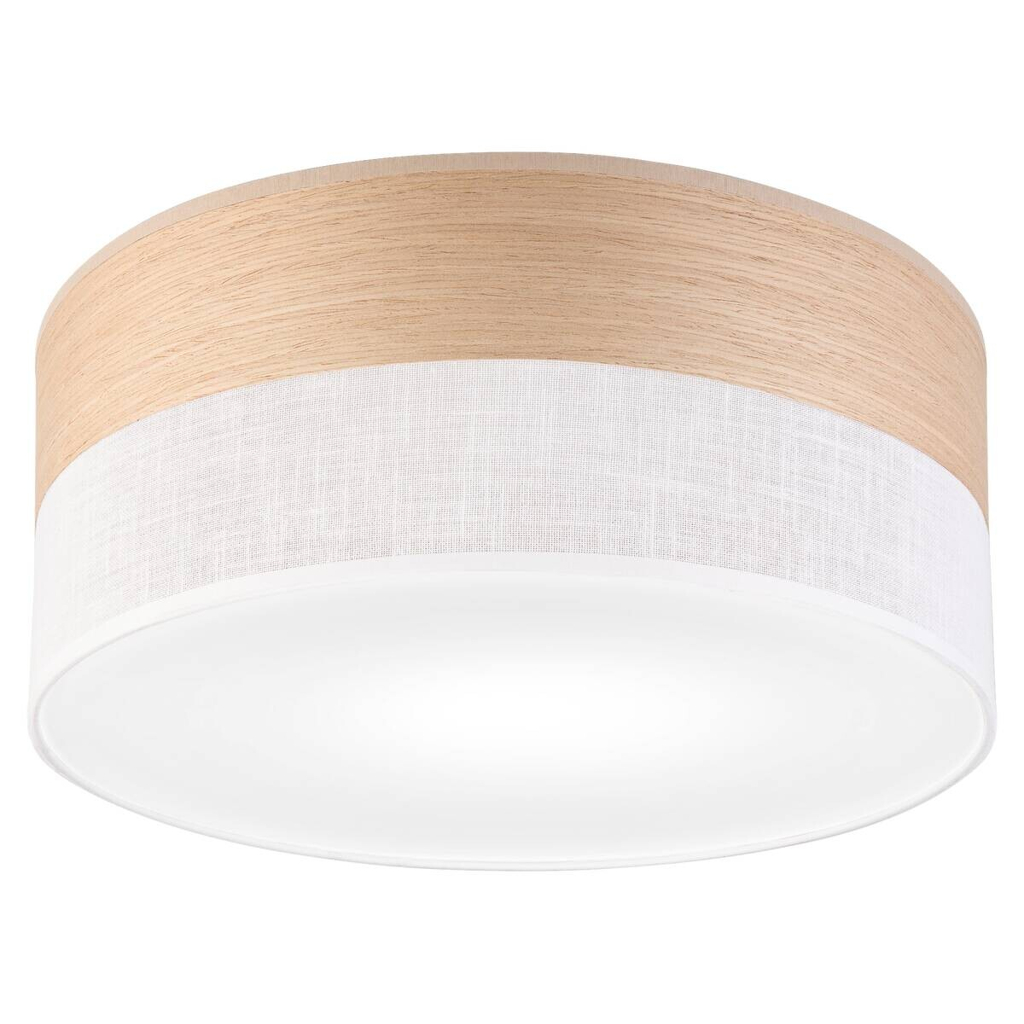 Lamkur Deckenleuchte weiß Eiche PVC Holz B/H/L: ca. 35x15x35 cm E27 1 Brennstellen