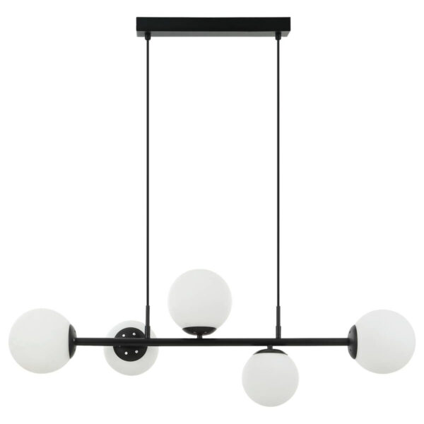 Lamkur Pendelleuchte Maddie
schwarz Glas Stahl B/H/L: ca. 120x23x93 cm E14 5 Brennstellen