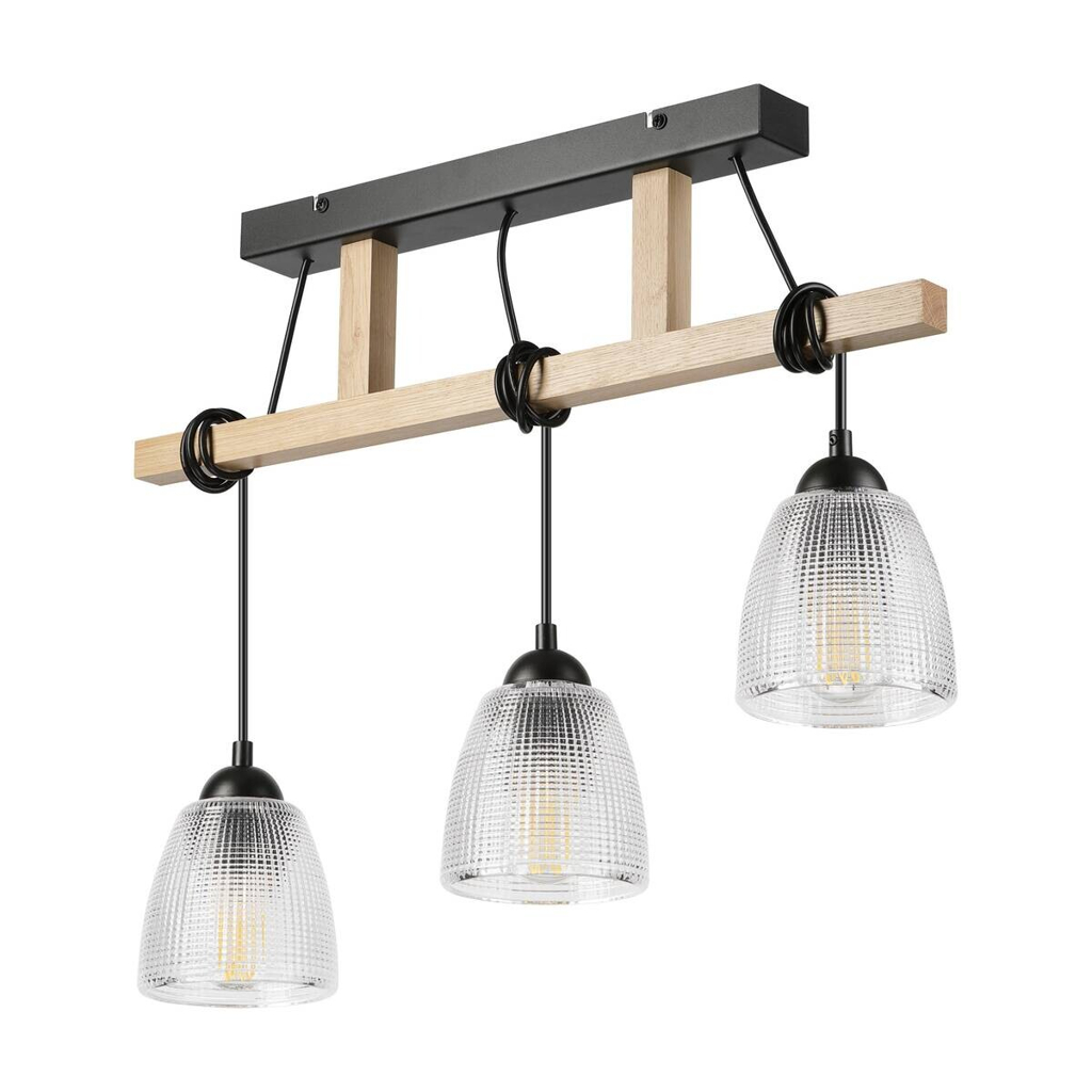Lamkur Pendelleuchte
Eiche Stahl B/H/L: ca. 60x88x60 cm E27 3 Brennstellen
