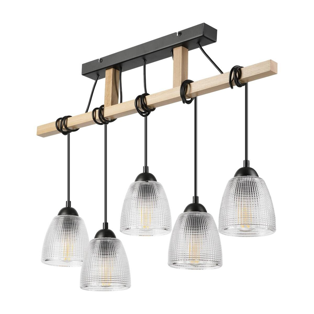 Lamkur Pendelleuchte
Eiche Stahl B/H/L: ca. 75x88x75 cm E27 5 Brennstellen
