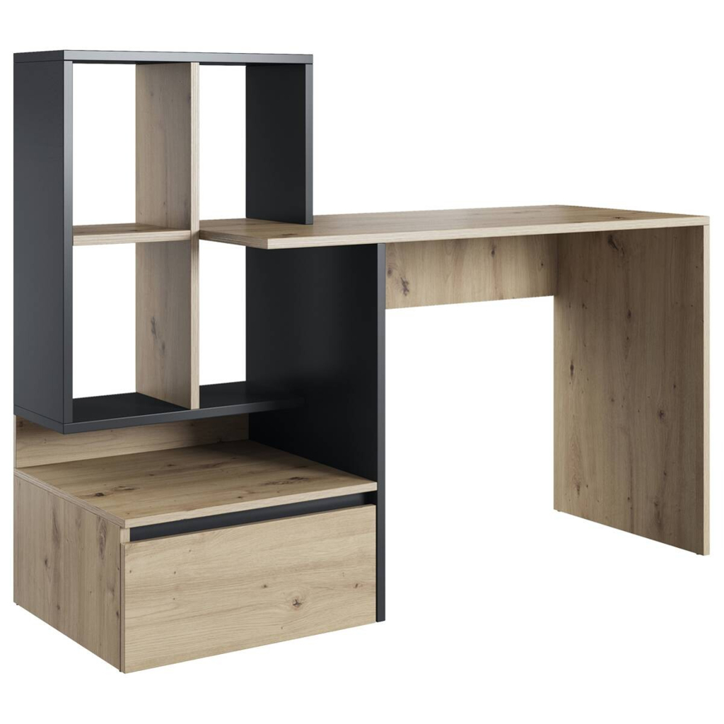 WIPMEB Schreibtisch SCHREIBTISH PACO 2 Eiche Artisan Nachbildung anthrazit B/H/T: ca. 145x112x52 cm
