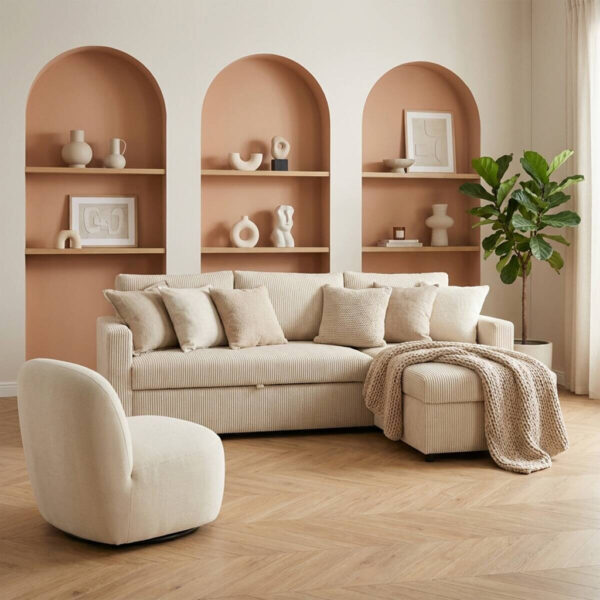 POCO Ecksofa mit Bettfunktion und Bettkasten pearl Microfaser B/H/T: ca. 215x145x82 cm