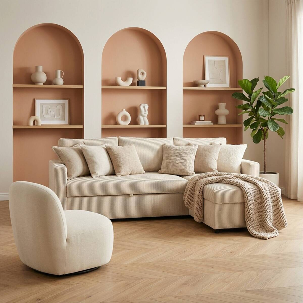 POCO Ecksofa mit Bettfunktion und Bettkasten pearl Microfaser B/H/T: ca. 215x145x82 cm