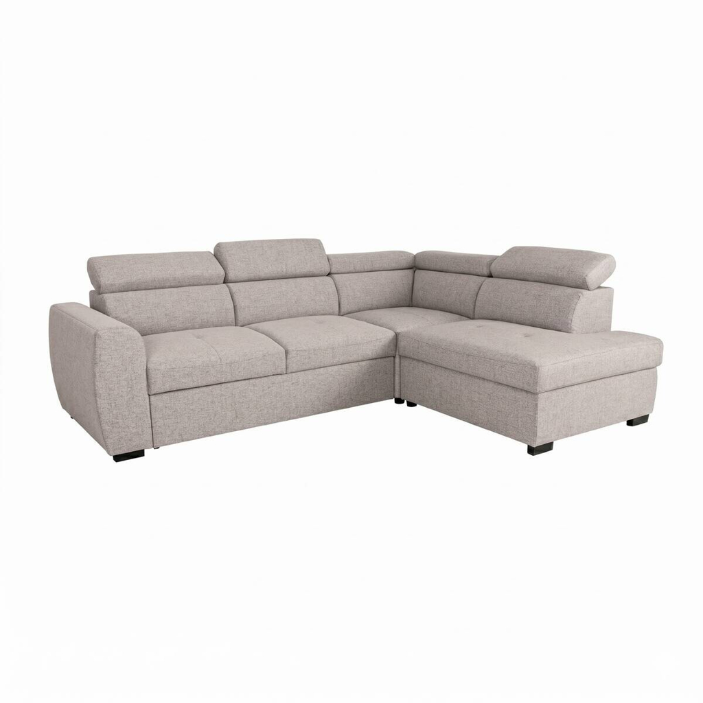 POCO Ecksofa mit Bettfunktion und Bettkasten beige Webstoff B/H/T: ca. 245x184x87 cm