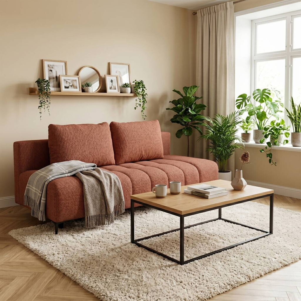 POCO Schlafsofa Alicante terracotta Webstoff B/H/T: ca. 195x88x95 cm