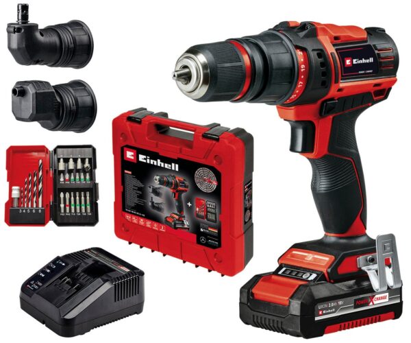 Einhell Akku-Bohrschrauber TE-CD 18/45 3X-Li +22, max. 1600 U/min, Power X-Change, inkl. Akku 18V/2,0Ah, Ladegerät, Zubehör, Koffer