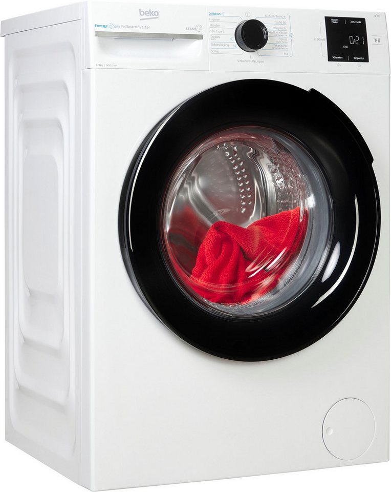 BEKO Waschmaschine BM3WFU3941X, 9 kg, 1400 U/min, Waschen mit EnergySpin: Bis zu 35 % Energie sparen – nicht nur in Eco