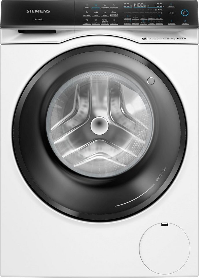 SIEMENS Waschtrockner iQ700 WN54C2070, 9 kg, 6 kg, 1400 U/min, Knitter-Programm smartFinish, Antiflecken-System, Waschen&Trocknen 45'