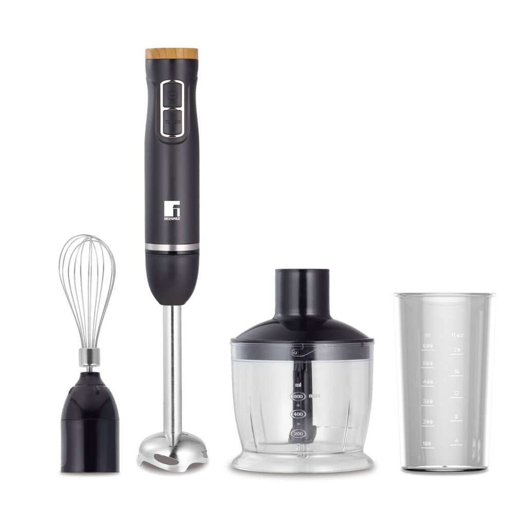 BERGNER Stabmixer-Set schwarz silber Edelstahl B/H/L: ca. 14,2x23,2x24,5 cm