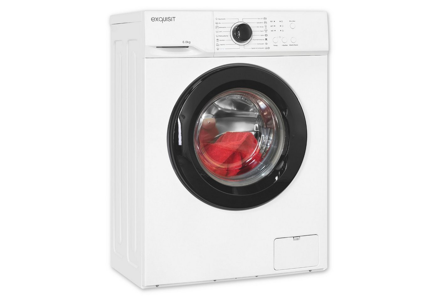 Exquisit Waschmaschine WA6110-021A weiss, 6 kg, 16 Programme, Restlaufzeitanzeige, Kindersicherung